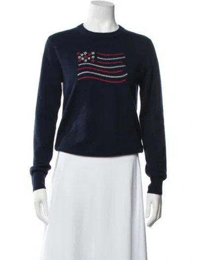 Pre-owned Lingua Franca Cashmere Graphic Print Sweater W/ Tags In Blue
