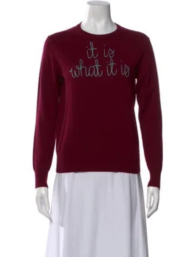 Pre-owned Lingua Franca Cashmere Graphic Print Sweater W/ Tags In Burgundy