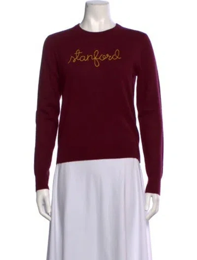 Pre-owned Lingua Franca Cashmere Graphic Print Sweater W/ Tags In Burgundy