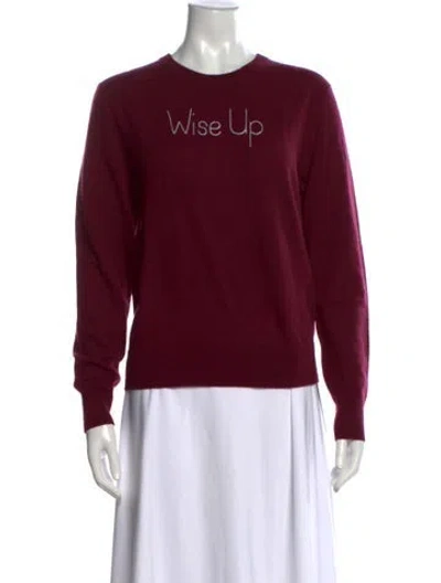 Pre-owned Lingua Franca Cashmere Graphic Print Sweater W/ Tags In Burgundy