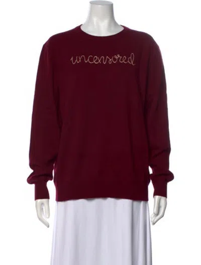 Pre-owned Lingua Franca Cashmere Graphic Print Sweater W/ Tags In Burgundy
