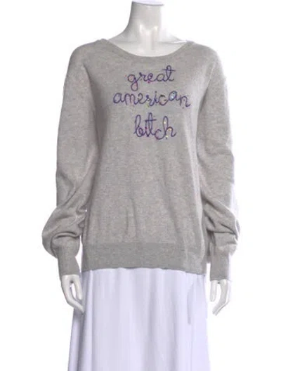 Pre-owned Lingua Franca Cashmere Graphic Print Sweater W/ Tags In Gray