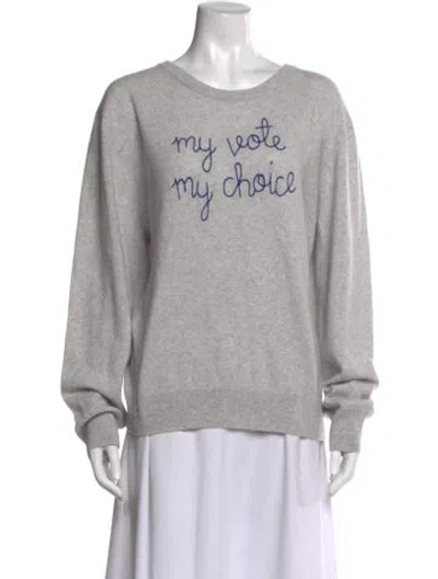 Pre-owned Lingua Franca Cashmere Graphic Print Sweater W/ Tags In Gray