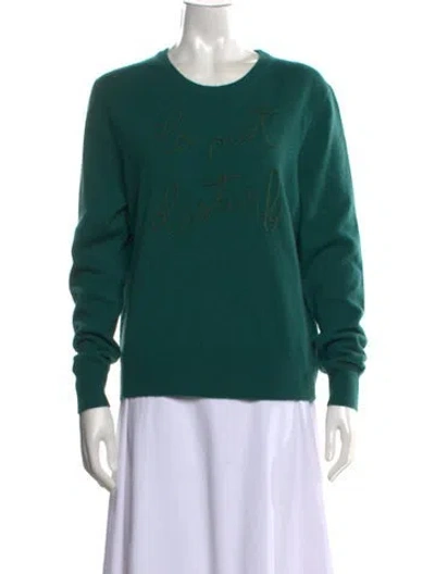 Pre-owned Lingua Franca Cashmere Graphic Print Sweater W/ Tags In Green