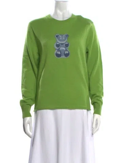 Pre-owned Lingua Franca Cashmere Graphic Print Sweater W/ Tags In Green