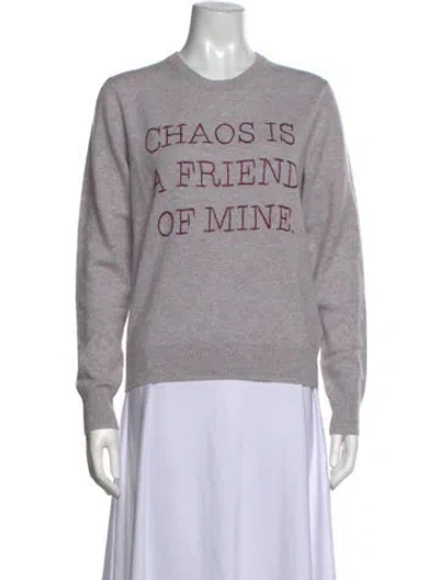 Pre-owned Lingua Franca Cashmere Graphic Print Sweater W/ Tags In Grey