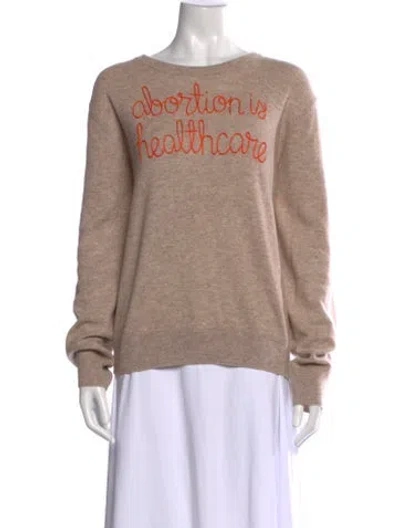 Pre-owned Lingua Franca Cashmere Graphic Print Sweater W/ Tags In Neutral