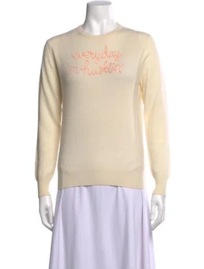 Pre-owned Lingua Franca Cashmere Graphic Print Sweater W/ Tags In Neutrals