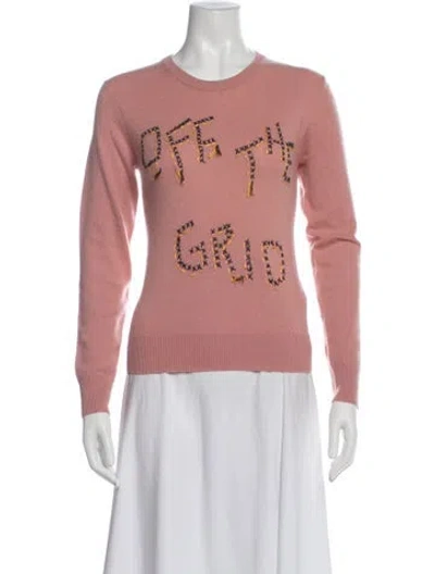 Pre-owned Lingua Franca Cashmere Graphic Print Sweater W/ Tags In Pink