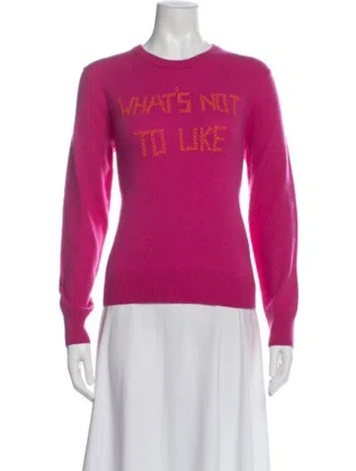 Pre-owned Lingua Franca Cashmere Graphic Print Sweater W/ Tags In Pink