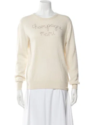 Pre-owned Lingua Franca Cashmere Graphic Print Sweater In White