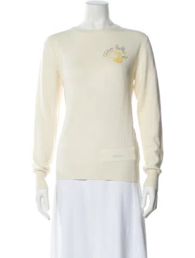 Pre-owned Lingua Franca Cashmere Graphic Print Sweater In Yellow