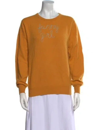 Pre-owned Lingua Franca Cashmere Graphic Print Sweater In Yellow