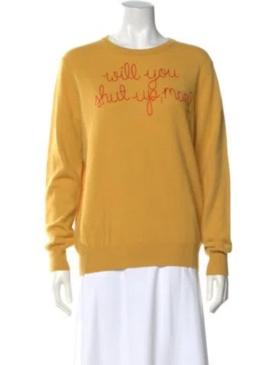 Pre-owned Lingua Franca Cashmere Graphic Print Sweater In Yellow