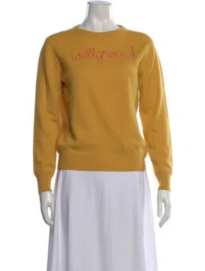 Pre-owned Lingua Franca Cashmere Graphic Print Sweater In Yellow