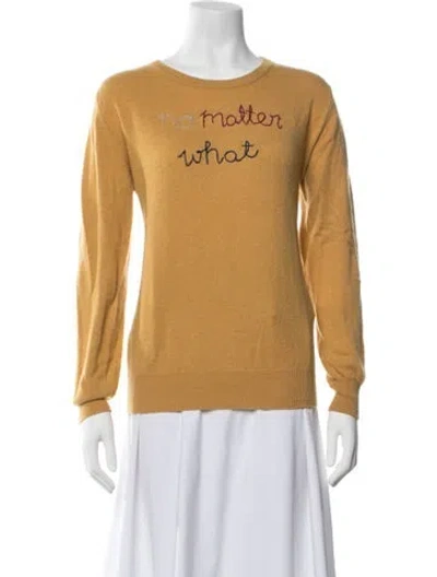 Pre-owned Lingua Franca Cashmere Graphic Print Sweater In Yellow
