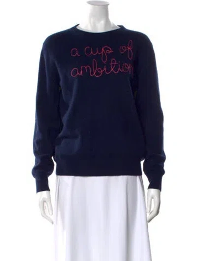Pre-owned Lingua Franca Cashmere Graphic Print Sweatshirt In Blue