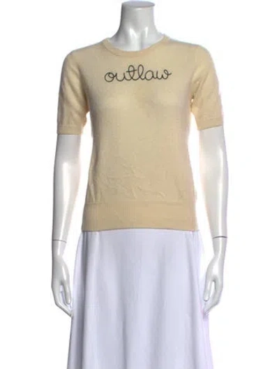 Pre-owned Lingua Franca Cashmere Graphic Print T-shirt In Neutrals