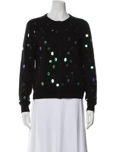 Pre-owned Lingua Franca Cashmere Patterned Sweater In Black