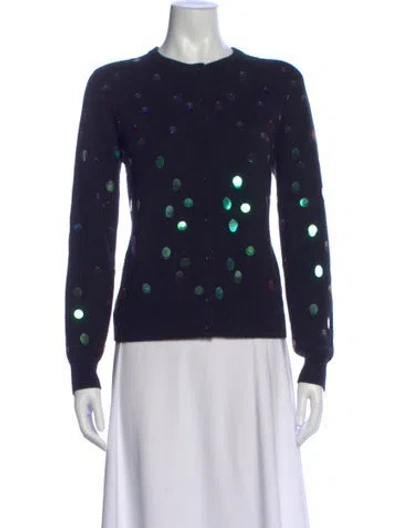 Pre-owned Lingua Franca Cashmere Patterned Sweater In Blue