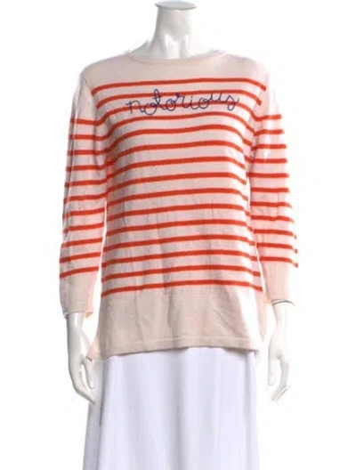 Pre-owned Lingua Franca Cashmere Striped Sweater In Neutral