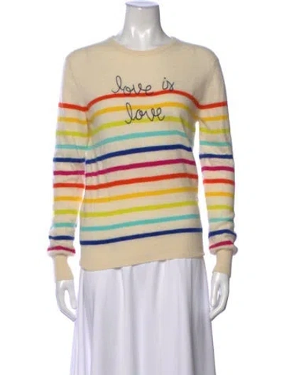 Pre-owned Lingua Franca Cashmere Striped Sweater In Neutrals