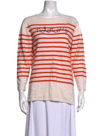 Pre-owned Lingua Franca Cashmere Striped Sweater In Neutrals