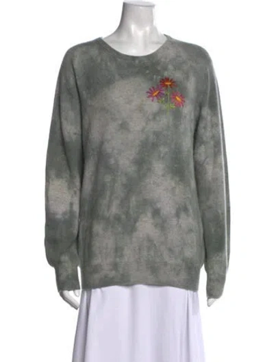 Pre-owned Lingua Franca Cashmere Tie-dye Print Sweater In Grey