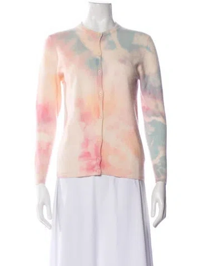 Pre-owned Lingua Franca Cashmere Tie-dye Print Sweater In Pink