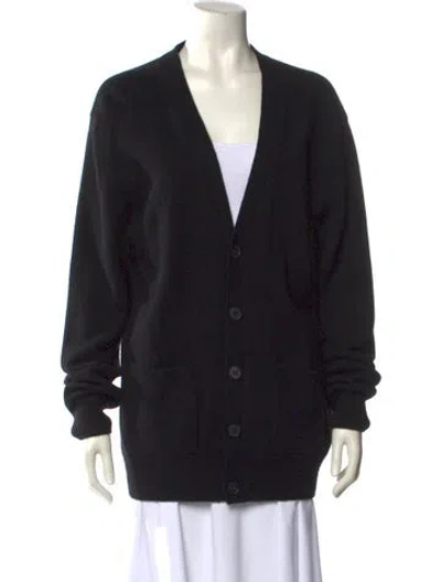Pre-owned Lingua Franca Cashmere V-neck Sweater In Black