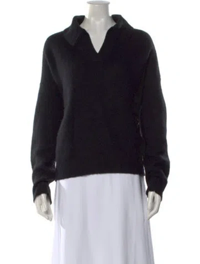 Pre-owned Lingua Franca Cashmere V-neck Sweater In Black