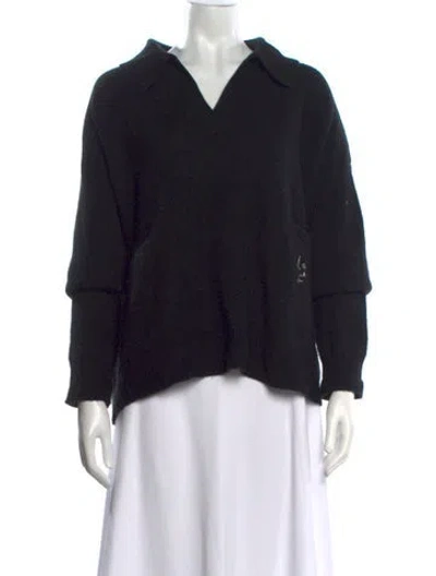 Pre-owned Lingua Franca Cashmere V-neck Sweater In Black