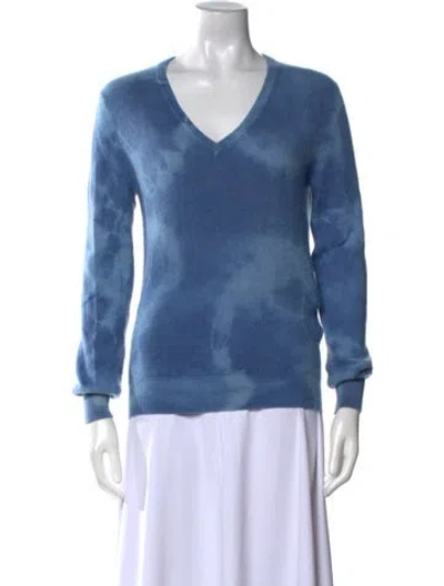 Pre-owned Lingua Franca Cashmere V-neck Sweater In Blue