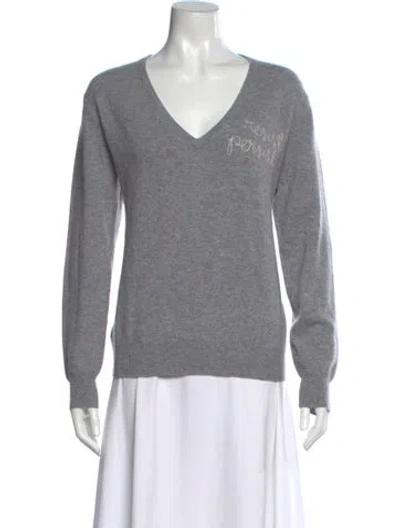 Pre-owned Lingua Franca Cashmere V-neck Sweater In Gray