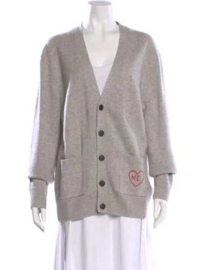 Pre-owned Lingua Franca Cashmere V-neck Sweater In Gray