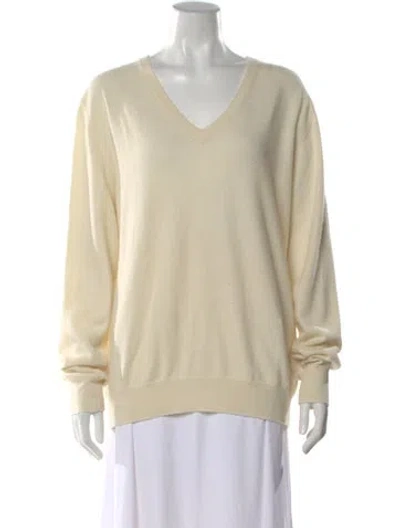 Pre-owned Lingua Franca Cashmere V-neck Sweater In Neutral