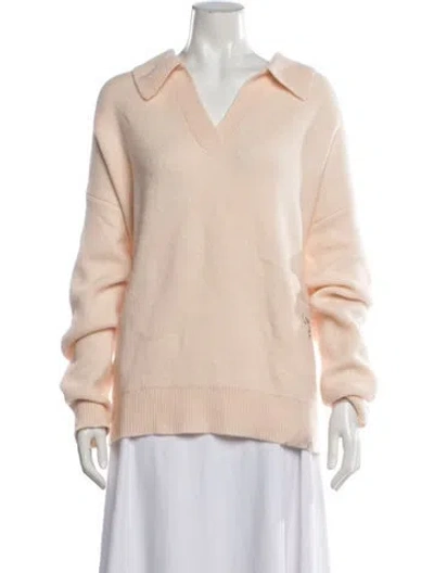 Pre-owned Lingua Franca Cashmere V-neck Sweater In Neutrals