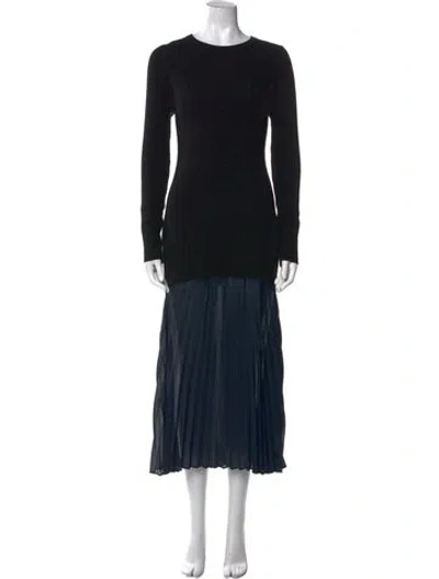 Pre-owned Lingua Franca Crew Neck Long Dress In Black