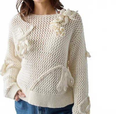 Lingua Franca Crochet Cammy Boatneck Top In Cream In Blue
