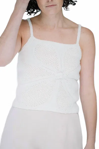 Lingua Franca Crochet Flower Tank Top In Ivory In White