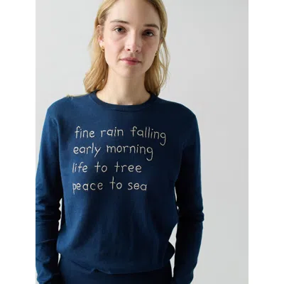 Lingua Franca Fine Rain Falling Crewneck In Navy