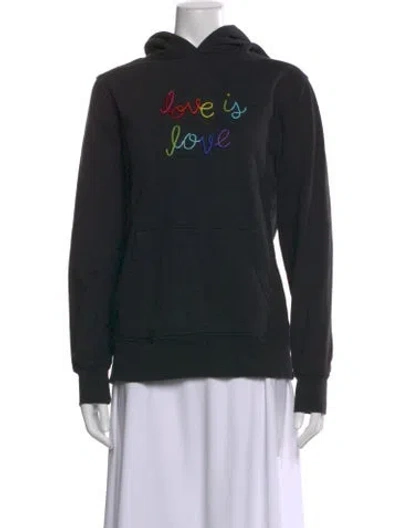 Pre-owned Lingua Franca Graphic Print Crew Neck Hoodie In Black