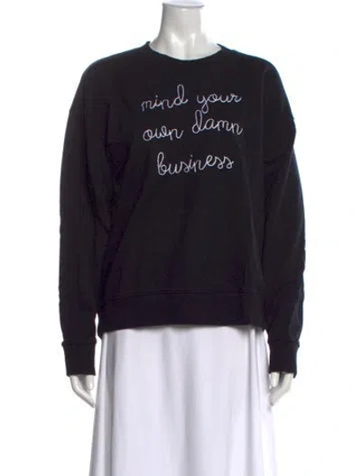 Pre-owned Lingua Franca Graphic Print Crew Neck Sweater In Black