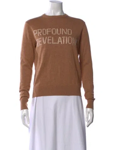 Pre-owned Lingua Franca Graphic Print Crew Neck Sweater In Brown