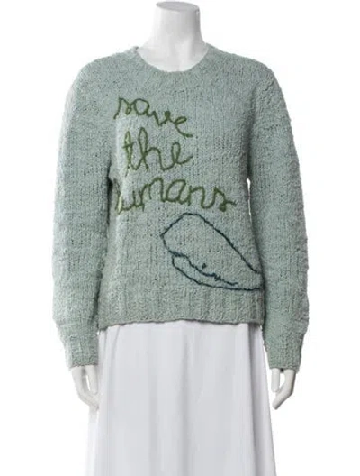 Pre-owned Lingua Franca Graphic Print Crew Neck Sweater In Green