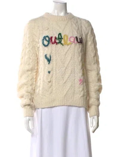 Pre-owned Lingua Franca Graphic Print Crew Neck Sweater In Neutral