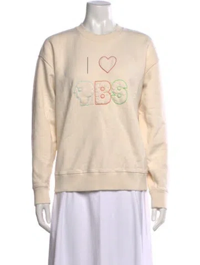 Pre-owned Lingua Franca Graphic Print Crew Neck Sweater In Neutrals