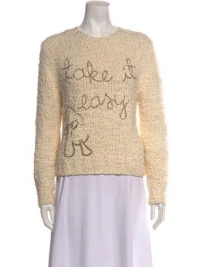 Pre-owned Lingua Franca Graphic Print Crew Neck Sweater In Neutrals