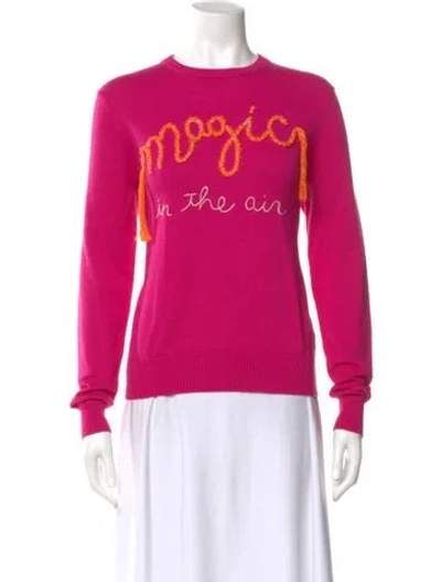 Pre-owned Lingua Franca Graphic Print Crew Neck Sweater In Purple