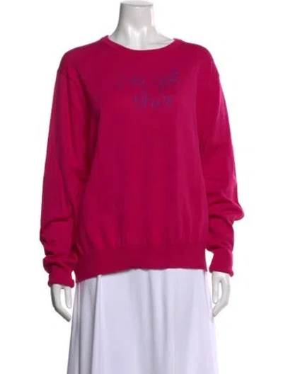 Pre-owned Lingua Franca Graphic Print Crew Neck Sweater In Purple